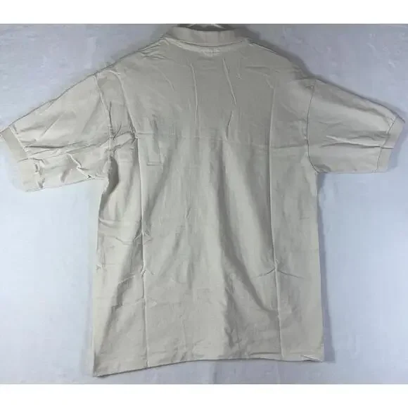 Vintage Will Play Tennis For Food Polo Shirt Mens Large Beige Made In USA Rare * - Picture 11 of 13